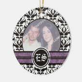 Zwart-wit damast huwelijksfoto ornament (Links)