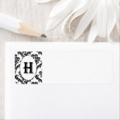 Zwart-wit damast Initiaal Etiket (Insitu)