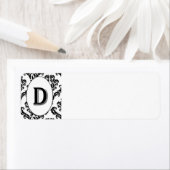 Zwart-wit damast Initiaal Etiket (Insitu)