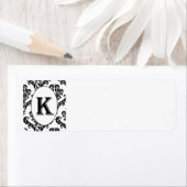 Zwart-wit damast Initiaal Etiket (Insitu)