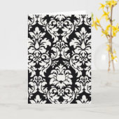 Zwart & Wit Damast Kaart (Gele Bloem)