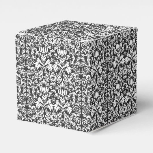 Zwart wit damast kant brokaat bedankdoosjes (Voorkant Zijde)