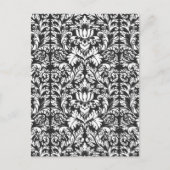 Zwart wit damast kant brokaat briefkaart (Voorkant)