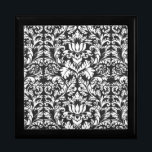 Zwart wit damast kant brokaat cadeaudoosje<br><div class="desc">Een antiek damesbrocade uit de jaren 1800,  is een klassiek zwart-wit ingewikkeld patroon. Damaspatronen zijn bekend om ingewikkelde en reversibele patronen van geweven materiaal en zijn geprimeerd voor de gegrondheid ervan. (Dit ontwerp is een fotografische reproductie van damesweefsel)</div>