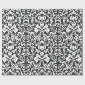 Zwart wit damast kant brokaat cadeaupapier (Vlak)