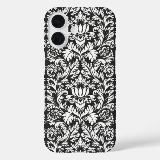 Zwart wit damast kant brokaat Case-Mate iPhone case (Achterkant)