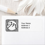 Zwart wit damast kant brokaat etiket (Insitu)