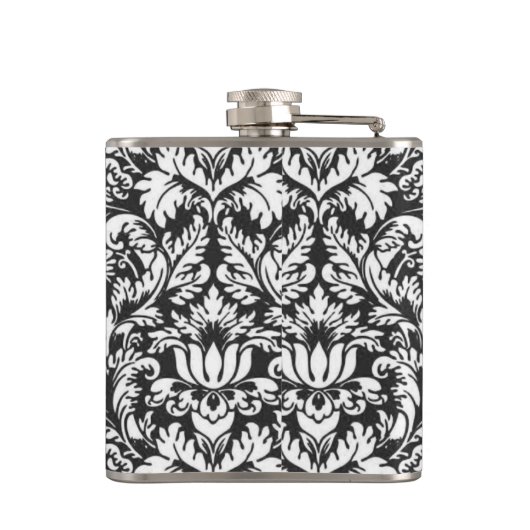 Zwart wit damast kant brokaat heupfles (Achterkant)