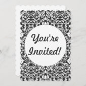 Zwart wit damast kant brokaat kaart (Voorkant / Achterkant)