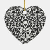 Zwart wit damast kant brokaat keramisch ornament (Achterkant)