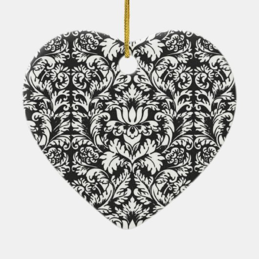 Zwart wit damast kant brokaat keramisch ornament (Achterkant)