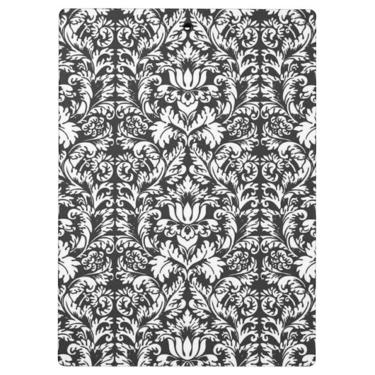 Zwart wit damast kant brokaat klembord (Achterkant)