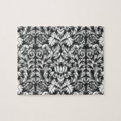 Zwart wit damast kant brokaat legpuzzel (Horizontaal)