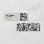 Zwart wit damast kant brokaat mini visitekaartje (Voorkant / Achterkant)
