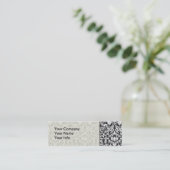 Zwart wit damast kant brokaat mini visitekaartje (Staand voorkant)
