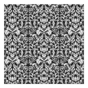 Zwart wit damast kant brokaat perfect poster