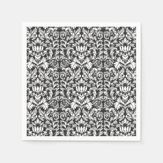 Zwart wit damast kant brokaat servet (Voorkant)