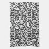 Zwart wit damast kant brokaat theedoek (Verticaal)