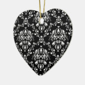 Zwart-Wit Damast Keramisch Ornament (Links)