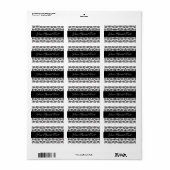 Zwart-wit  damast labels (Full Sheet)