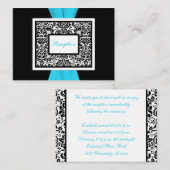 Zwart-wit damast met blauwe behuizing Kaart (Voorkant / Achterkant)