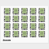 Zwart-wit damast met groen - Favor Stickers (Vel)