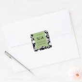Zwart-wit damast met groen - Favor Stickers (Envelop)