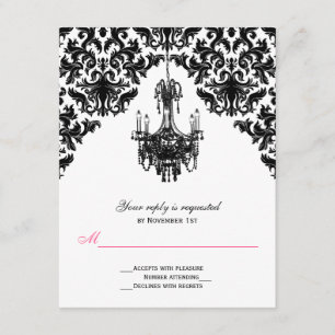 Zwart-wit damast met kroonluchter antwoord Kaart