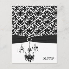 Zwart-wit damast met kroonluchters antwoord Kaart