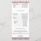 Zwart-wit damast met rode bruiloft programma programmakaart (Achterkant)