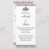 Zwart-wit damast met rode bruiloft programma programmakaart (Voorkant / Achterkant)