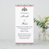 Zwart-wit damast met rode bruiloft programma programmakaart (Staand voorkant)