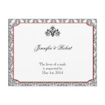 Zwart-wit damast met rood accent RSVP