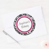 Zwart-wit damast met roze aangepast label (Envelop)