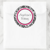 Zwart-wit damast met roze aangepast label (Tas)