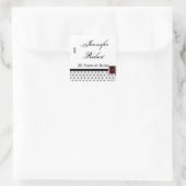 Zwart-wit Damast met Ruby Envelope Seal Vierkante Sticker (Tas)