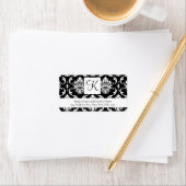 Zwart Wit Damast Monogram Bruiloft Adresetiketten Etiket (Insitu)