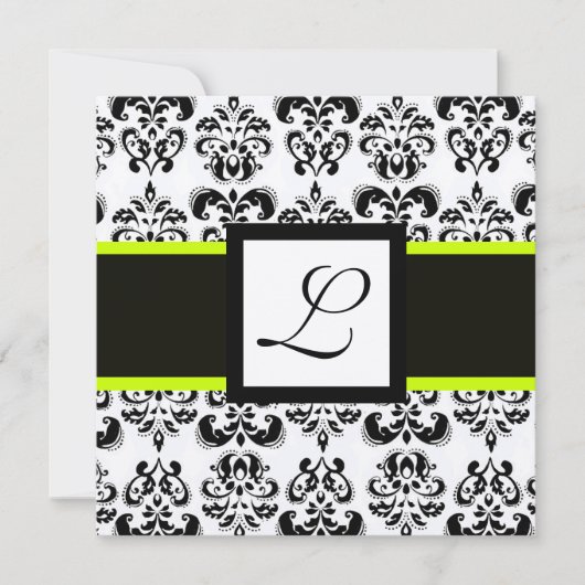ZWART WIT DAMAST MONOGRAM Champagne Metaal Kaart (Voorkant)