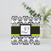 ZWART WIT DAMAST MONOGRAM Champagne Metaal Kaart (Staand voorkant)
