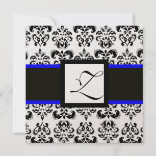 ZWART WIT DAMAST MONOGRAM Champagne Metaal Kaart