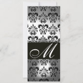 ZWART WIT DAMAST MONOGRAM TROUWFEEST PROGRAMMA (Voorkant)