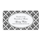  zwart wit damast parel H waterlabel Etiket (Voorkant)