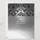 ZWART WIT DAMAST PATROON EDELGESTEENTE MONOGRAM KAART (Achterkant)