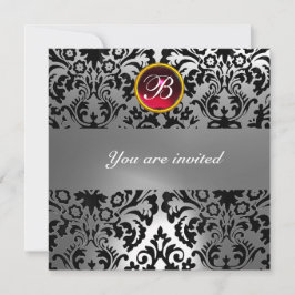 ZWART & WIT DAMAST PATROON EDELSTEEN INITIALEN roo Kaart