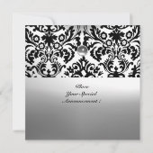 ZWART WIT DAMAST PATROON EDELSTEEN MONOGRAM KAART (Achterkant)