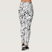 Zwart wit damast patroon leggings (Achterkant)