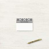 Zwart & Wit Damast Patroon Moderne Gepersonaliseer Post-it® Notes (Op bureau)