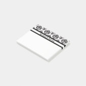 Zwart & Wit Damast Patroon Moderne Gepersonaliseer Post-it® Notes (Schuin)