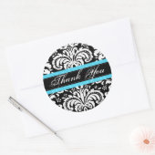 Zwart-wit  damast Patroon-Monogram Ronde Sticker (Envelop)