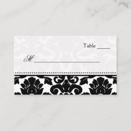 Zwart-wit Damast Place Cards Plaatskaartje
